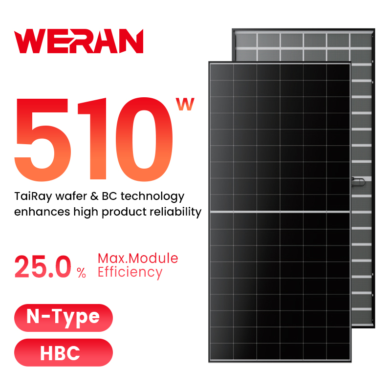 WERAN 495-510W Residential Back Contact Solar Panel – OEM Double-Glass Rooftop PV Module for Distributors and Installers